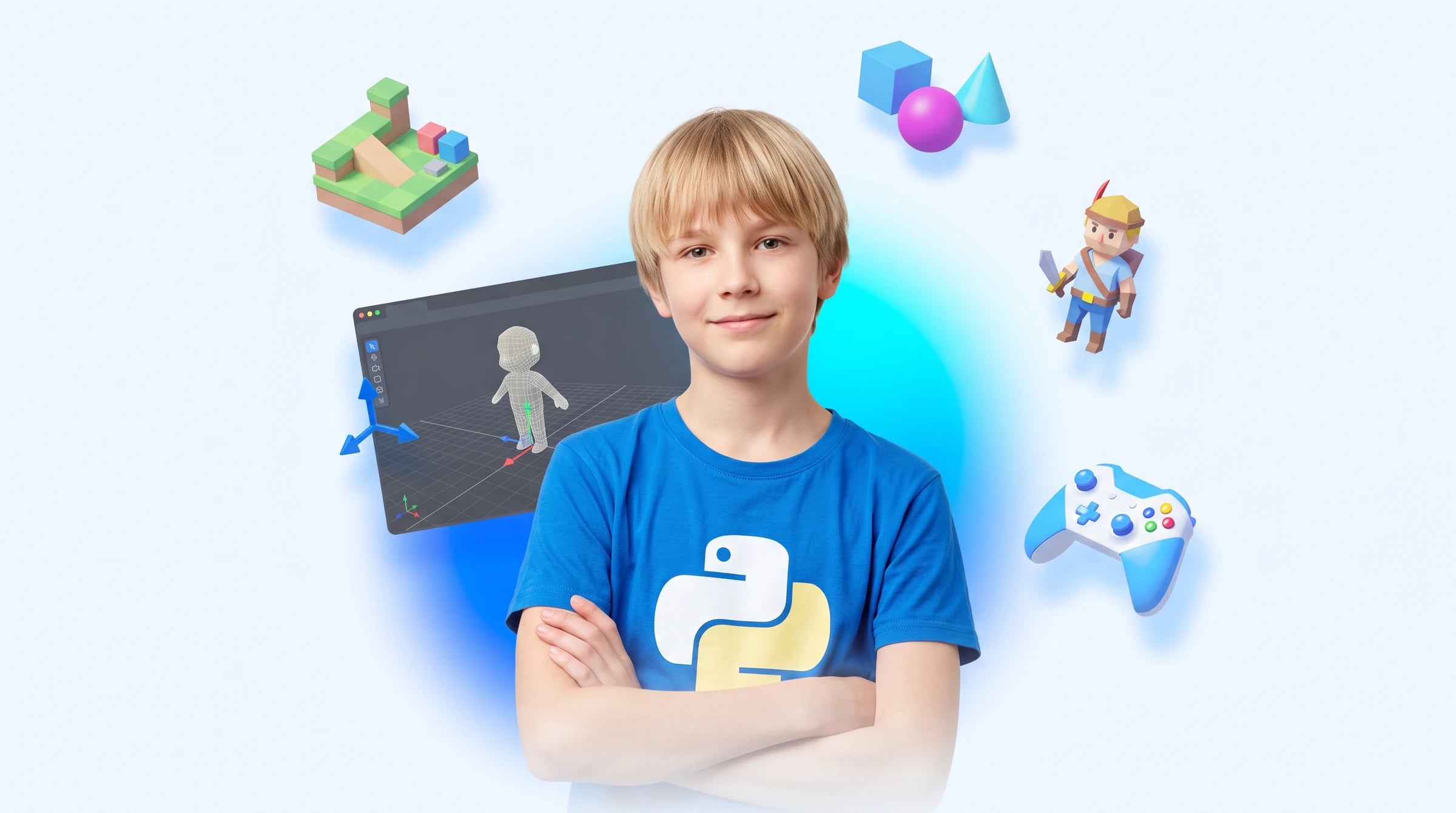 Подросток создаёт 3D-игру на Python