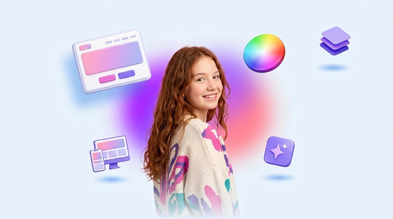Подросток создаёт дизайн сайта в Figma и HTML/CSS