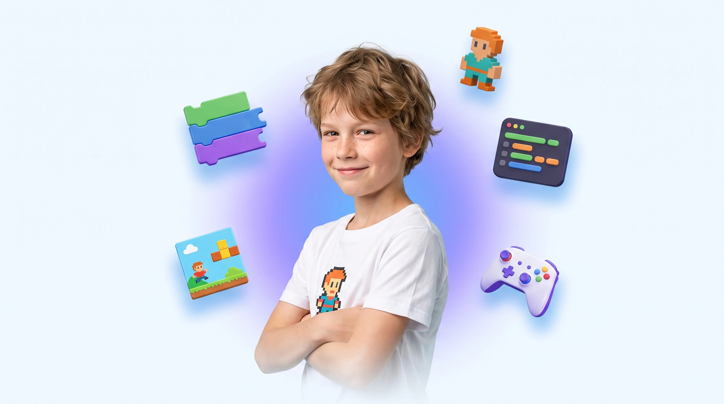 Ребёнок создаёт игру и изучает переход от блоков к Python