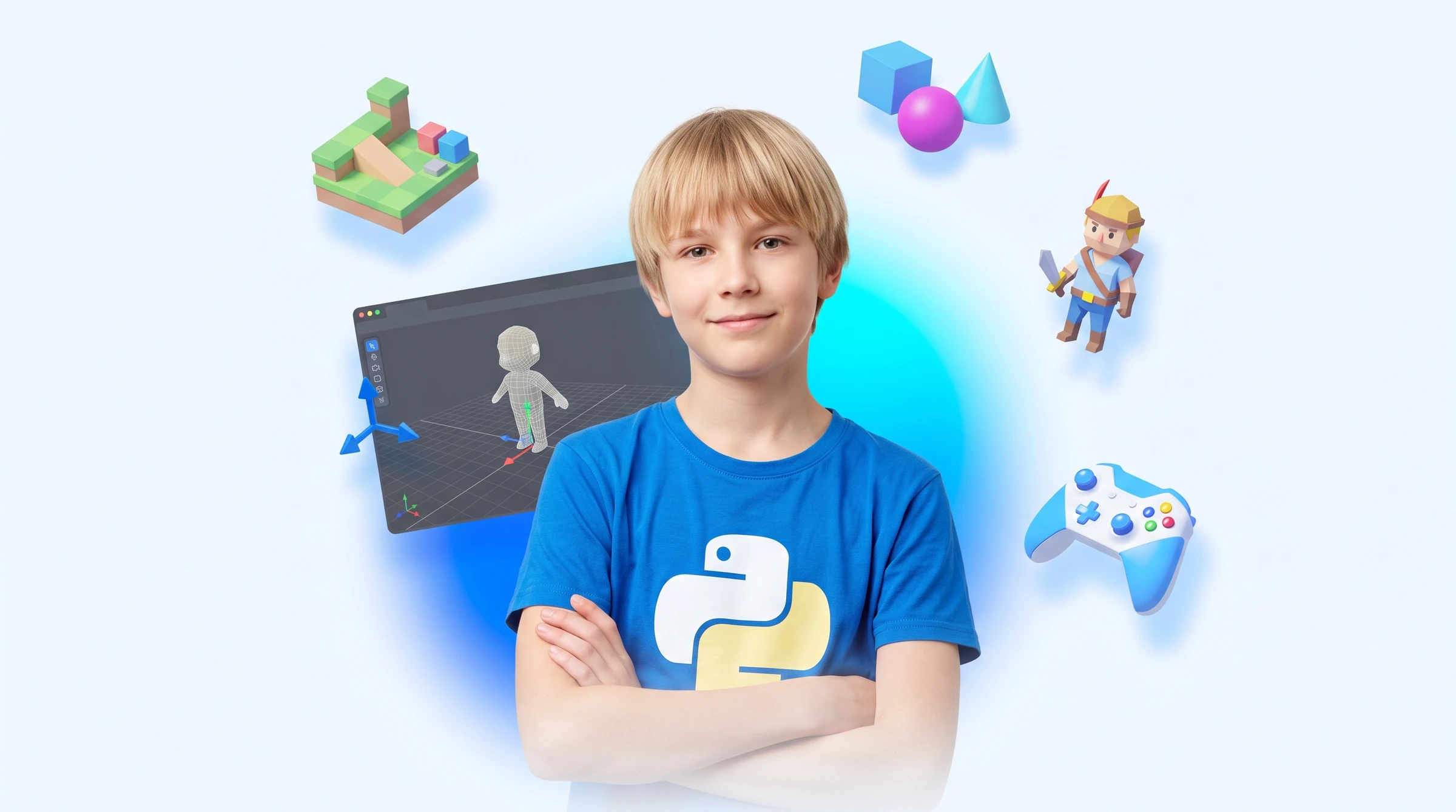 Подросток создаёт 3D-игру на Python