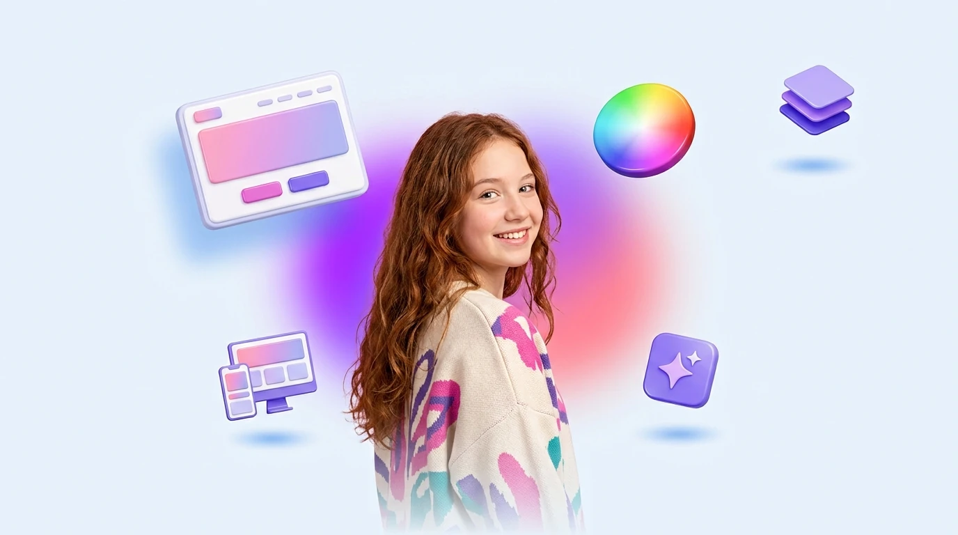 Подросток создаёт дизайн сайта в Figma и HTML/CSS